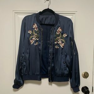 Embroidered Silk Bomber Jacket